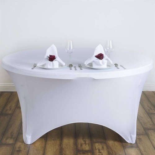 Spandex Fitted Table Cover - 60’ Round White