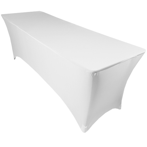 Spandex Fitted Table Cover - 6’ Rectangle White