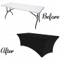 Spandex Fitted Table Cover - 6’ Rectangle Black