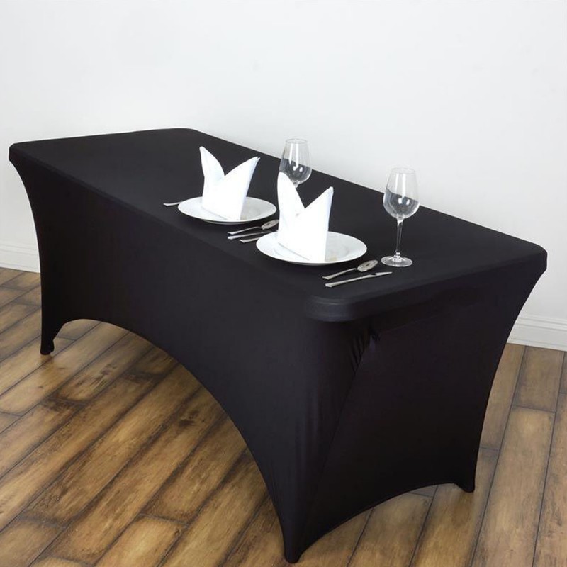 Nappe en polyester ajustée noire de 6 pieds | rectangulaire Nappe de  mariage,Nappe de traiteur, Nappe de banquet