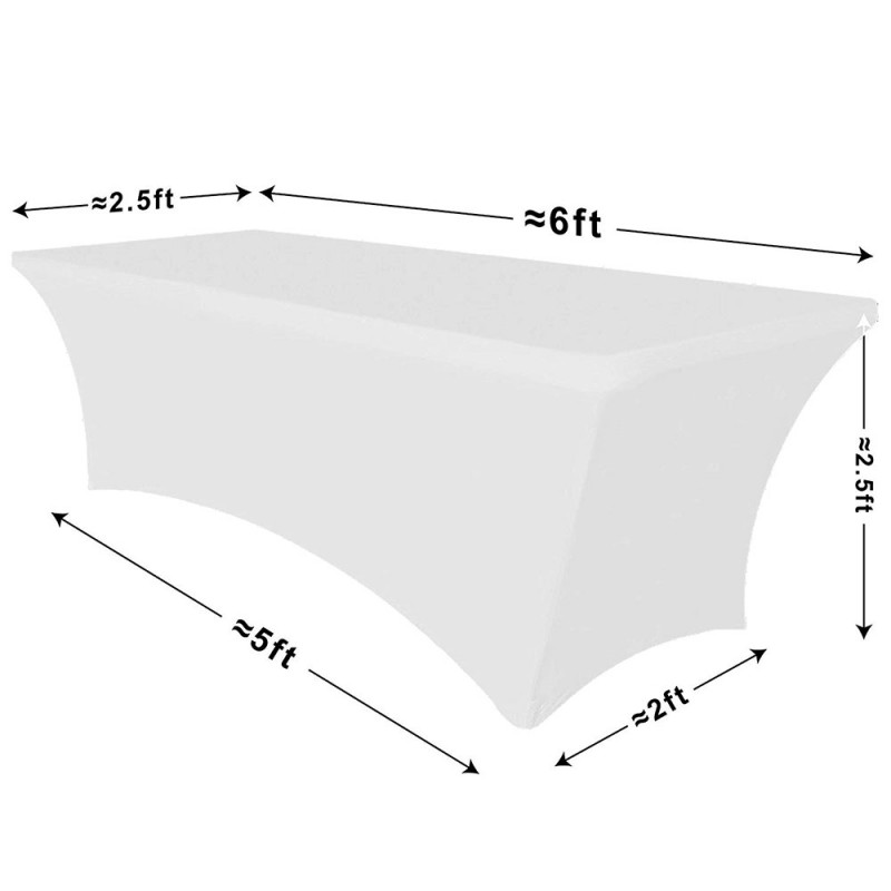 Spandex Fitted Table Cover - 6’ Rectangle White