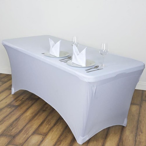 Nappe de Table en Spandex Extensible - 6’ Rectangle Blanc