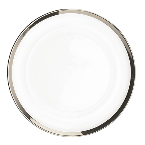 Glass Charger Plate - 13" Silver Border