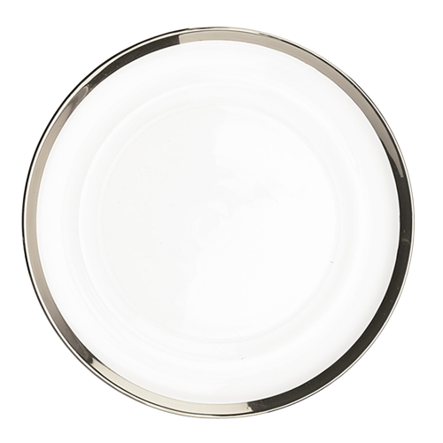 Sous-Assiette en Verre - 13" Bordure Argent