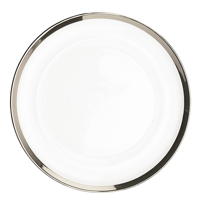 Sous-Assiette en Verre - 13" Bordure Argent